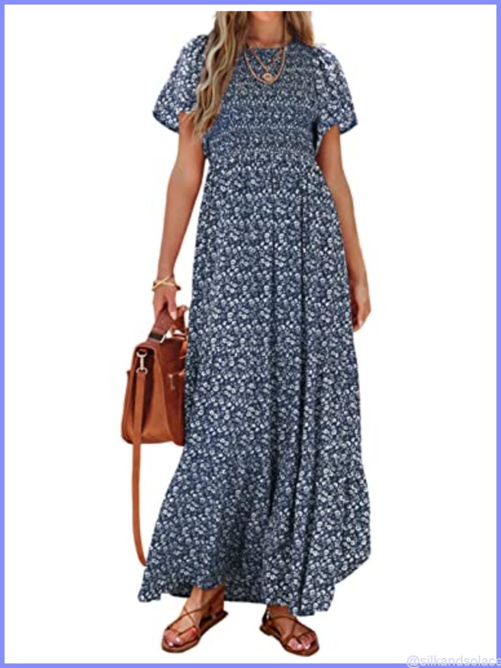 PRETTYGARDEN Flutter Sleeve Smocked Tiered Maxi Dress for Women 2026 Casual